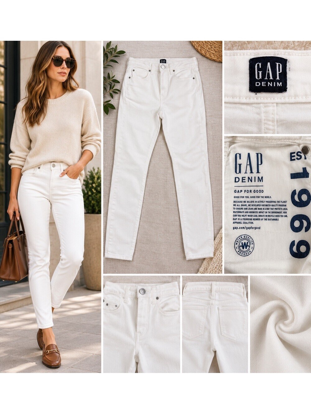 GAP Denim True Skinny Jeans Women’s 28 Petite White Mid Rise Stretch Ankle